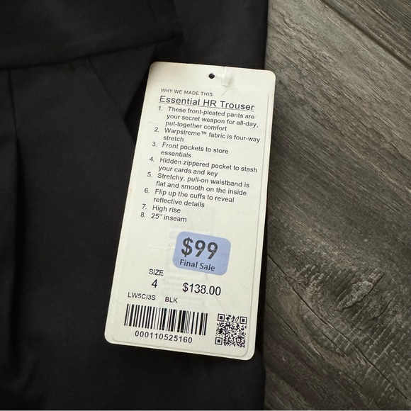 nwt lululemon essential HR trouser black - Picture 11 of 14